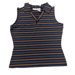 Vintage Kathy ireland polo tank Sleeveless Striped Polo Tank Top